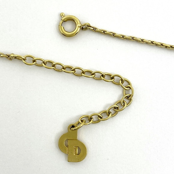 Christian Dior Rhinestone design necklace GP gold black - Picture 3 of 4